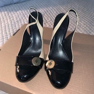 Tory Burch Closed Toe Logo Pendent Pumps